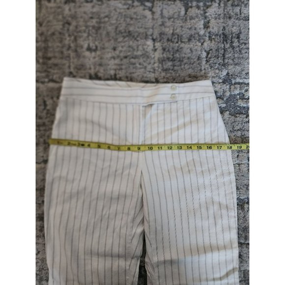 Ann Taylor Women's White Vertical Striped Linen-Blend Straight Leg Pants Size 6 - Picture 8 of 10